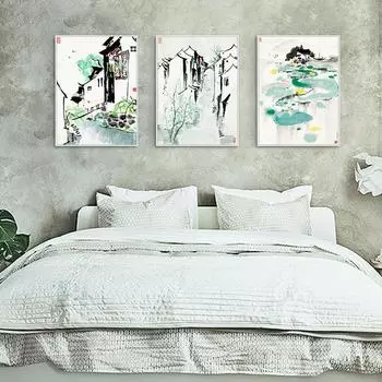 Скандинавская картина на холсте, новая китайская декоративная живопись, современные поэты, картина Wu Guanzhong, дельта реки Янцзы 21x30 No Frame