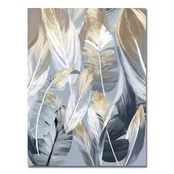 Скандинавская картина на холсте с растениями, абстрактные синие пальмовые листья, постеры, принты, натюрморт, настенное искусство, картины для декора интерьера гостиной 21cm30cm NoFrame