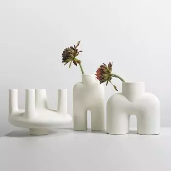 Скандинавская керамическая абстрактная нерегулярная ваза с несколькими горлышками, ваза для сухоцветов, украшения ручной работы из кораллов