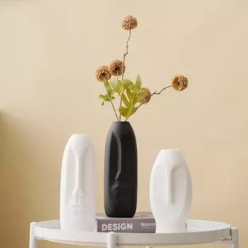 Скандинавская керамическая ваза, резьба по лицу, цветочный горшок для украшения дома, гостиной, интерьера, офиса, рабочего стола, подарок, современный