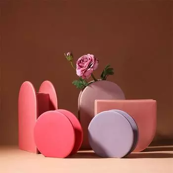 Скандинавская керамическая ваза с геометрическим рисунком для цветов, ваза для сухих цветов, украшения для офисного стола, украшения для дома, свадьбы, ремесла A