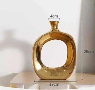 Скандинавская керамическая золотая ваза для цветов – Уникальное украшение для дома и современное настольное изделие Size S 26x19cm