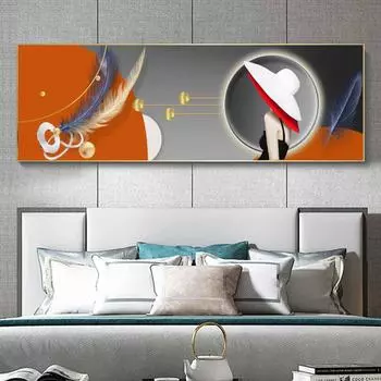 Скандинавская красота, абстрактные перья, геометрическая картина на холсте, постеры и принты, настенные художественные фотографии, домашний декор для гостиной, без рамки 20cm40cm NoFrame