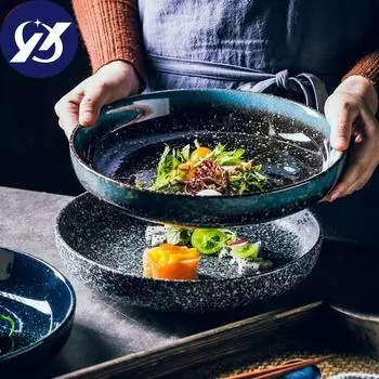 Скандинавская креативная керамическая круглая глубокая тарелка для супа, большая емкость, салат, макароны, простая кухонная Рождественская декоративная обеденная тарелка, посуда