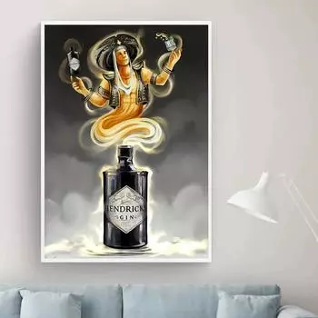 Скандинавская кухня, абстрактный джин, знаменитая фигура, настенное искусство, холст, живопись, постеры и принты, настенные панно для бара, украшения дома 21x30cm No Framed