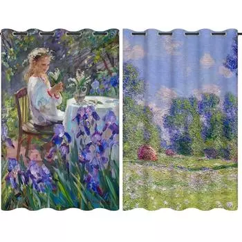 Скандинавская масляная живопись, затемняющие шторы для девочек, солнцезащитные шторы для спальни, различные стили масляной живописи, затемняющие шторы W55 X H120cm X 2&HOOK