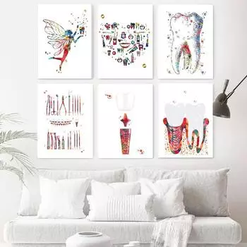 Скандинавская медицина Fairtooth, оральная молярная анатомия, настенная живопись, холст, постеры и принты, настенные панно для декора гостиной 21X30cm No Frame