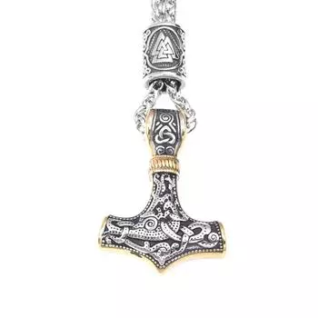 Скандинавская мифология Нержавеющая сталь Викинг Молот Тора Ожерелье с руной Одина
