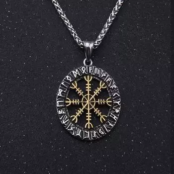 Скандинавская мифология викингов цепь ожерелье кулон мужской скандинавский компас Гунгнир защита кулон