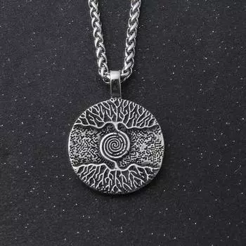 Скандинавская мифология викингов дерево Иггдрасиль ожерелье мужское скандинавский компас волк Гунгнир защитный кулон
