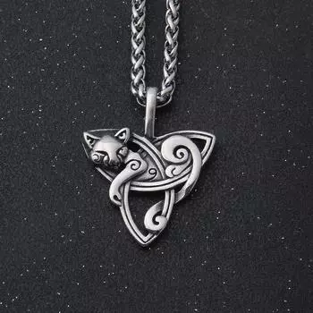 Скандинавская мифология викингов кельтский кот трикветра ожерелье из нержавеющей стали узел Троицы амулет защита кулон