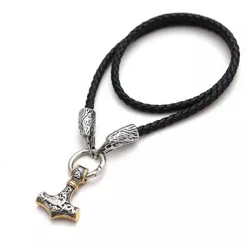 Скандинавская мифология викингов, нержавеющая сталь, молот Тора, кулон с вороной, ожерелье, мужские аксессуары 50CM