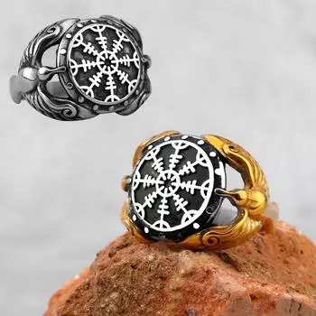 Скандинавская мифология викингов, подвеска из нержавеющей стали с руной и головой птицы, ожерелье из нержавеющей стали, мужская мода, ювелирные изделия в стиле панк 7 серебряный