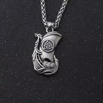 Скандинавская мифология викингский драккар VALKNUT ожерелье скандинавский компас волк Гунгнир защитный кулон