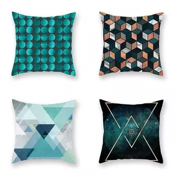 Скандинавская мода, бирюзовая наволочка с геометрическим рисунком, полосатая наволочка для дивана, стула, прикроватная подушка 45x45 см, домашний декор для комнаты, спальни 40x40cm