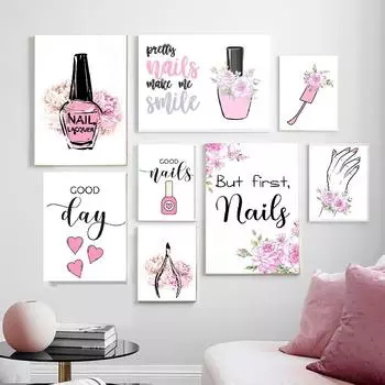 Скандинавская мода для девочек, маникюрный салон красоты, пинцет, настенная живопись на холсте, постеры и принты, настенные панно для декора гостиной 21X30cm No Frame