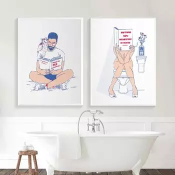Скандинавская мода для туалета, как чисто пописать, забавные настенные постеры, фотографии для декора туалета, настенная живопись для ванной комнаты, печать на холсте 21X30cm No Frame