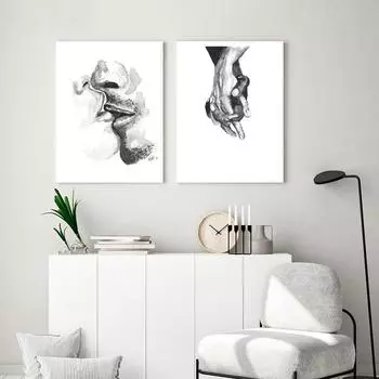 Скандинавская мода Lover Kiss черно-белая абстрактная линия постеры с принтом холст живопись ручная настенная живопись фотографии домашний декор для спальни A4 21x30cm No Frame