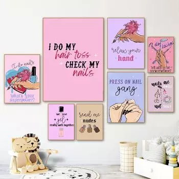 Скандинавская мода, макияж, лак для ногтей, ресницы, настенная живопись на холсте, постеры и принты, настенные панно для салона красоты, декор комнаты 21X30cm No Frame