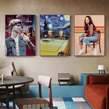 Скандинавская мода Мона Лиза плакат холст картина абстрактный портрет модульная настенная живопись фотографии гостиная современный домашний декор 21x30cm No Frame