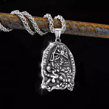 Скандинавская мода викингов из нержавеющей стали 316L, подвеска с руной Викинга-Воина из нержавеющей стали, стильная винтажная трендовая байкерская подвеска 47*32.7mm серебряный