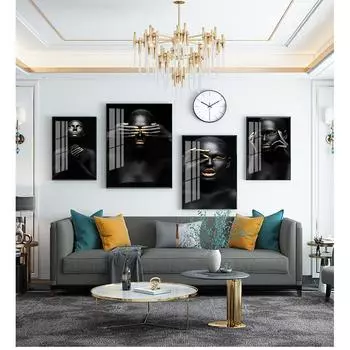 Скандинавская настенная картина с принтами для гостиной, черное золото, африканское искусство, женская картина в скандинавском стиле на холсте, постеры 21cm30cm NoFrame