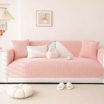 Скандинавская плюшевая подушка для дивана, утолщенная Нескользящая зимняя минималистичная однотонная кожаная ткань для дивана кремового цвета 70*70