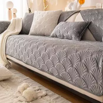 Скандинавская подушка для дивана, простая современная зимняя короткая плюшевая нескользящая подушка, универсальный кожаный чехол для дивана на четыре сезона, тканевое полотенце 70x70cm 1pcs