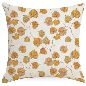 Скандинавская подушка Осенняя серия Листья, Цветы и Птица Подушка для дивана Наволочка Домашний диван Высококлассное украшение 45 * 45Cm