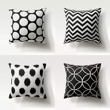 Скандинавская простая модная черно-белая наволочка из полиэстера с геометрическим рисунком 45x45 см, диван, кресло, автомобильная подушка, домашний декор, наволочка 40x40cm