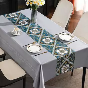 Скандинавская простая ПВХ скатерть водонепроницаемая, маслостойкая и термостойкая несъемная скатерть ткань для атмосферы кофейного столика 140*140cm