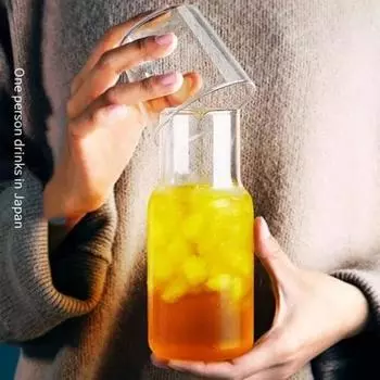 Скандинавская прозрачная стеклянная бутылка для воды с чашками – Жаростойкий набор кувшина для сока для дома или офиса 360ML