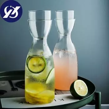 Скандинавская прозрачная стеклянная бутылка для воды с цветочным набором чайных чашек, креативная простая домашняя чашка для сока, термостойкий кувшин для холодных напитков