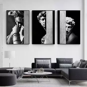 Скандинавская римская колонна, принты плакатов, черно-белая гипсовая скульптура, холст, живопись, современные настенные художественные картины для комнаты, домашний декор 21cm30cm NoFrame