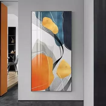 Скандинавская роскошная абстрактная картина на холсте, золотой цветной блок, плакат с принтом, настенные художественные фотографии для гостиной, спальни, домашний декор 20x40cm Unframed янтарь
