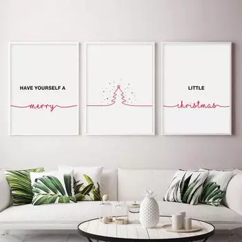 Скандинавская Рождественская елка, линии, художественные принты, настенные постеры, холст, живопись, настенные художественные фотографии для гостиной, новогодний домашний Настенный декор 21cm30cm NoFrame