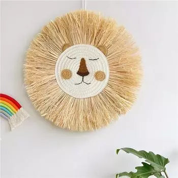 Скандинавская ручная работа, рафия, трава, голова животного, украшение на стену для детской комнаты, дома, спальни, гостиной, Ins Style 40cm