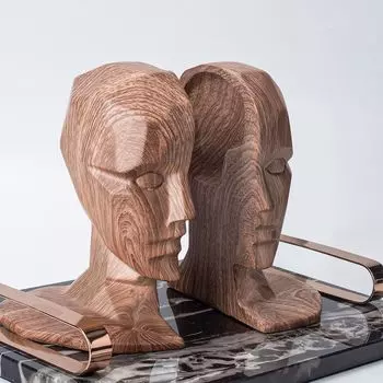 Скандинавская скульптура головы человека, подставка для книг, книжная полка, ободок, креативный простой художественный подставка для книг, абстрактные деревянные орнаменты