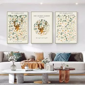 Скандинавская современная французская ретро ручная роспись с цветочным рисунком, маленькая ромашка, палевый настенный художественный холст, живопись, постеры для гостиной, домашний декор 21x30cm No frame