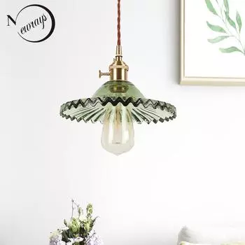 Скандинавская современная ретро кружевная стеклянная люстра E27/E26 Спальня Гостиная Кухня Ванная комната Бар Кофейня Балконные светильники