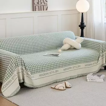 Скандинавская ткань для диванных подушек из синели, универсальные подушки для сидений на четыре сезона, нескользящее простое современное полотенце для дивана с рисунком гусиные лапки 180*130cm