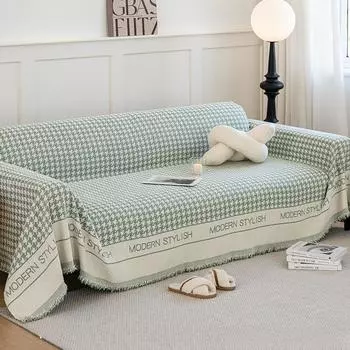 Скандинавская ткань для диванных подушек из синели, универсальные подушки для сидений на четыре сезона, нескользящее простое современное полотенце для дивана с рисунком гусиные лапки 180*130cm