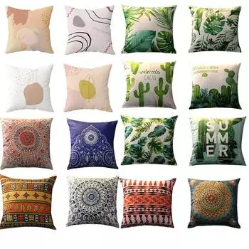 Скандинавская ткань, зеленая клетчатая абстрактная розовая наволочка, современный домашний декор, винтажный стиль бохо, тафтинговая талия 40x40cm