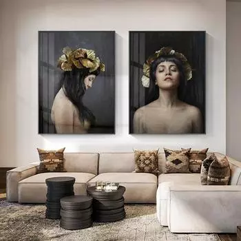 Скандинавская винтажная картина на холсте для гостиной, спальни, изображение и принт, листья гинкго, настенное искусство, украшения дома, постеры 21cm30cm NoFrame