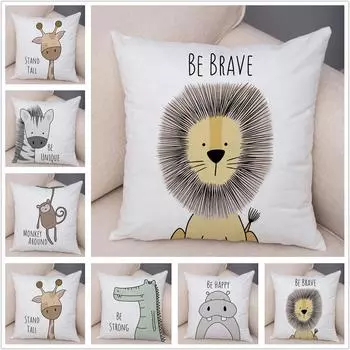 Скандинавская Зебра Бегемот Жираф Лев Крокодил Наволочка Декор Животное Чехлы для дивана Наволочка Наволочки 40x40cm