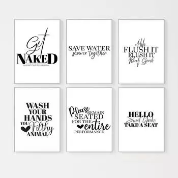 Скандинавская живопись маслом, современные и интересные черно-белые правила туалета, плакаты, настенные репродукции 21cm30cm NoFrame