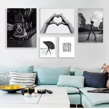 Скандинавская живопись, современный стиль, украшение, картина, держась за руку, цитаты о красоте, модная девушка, черный, белый холст, настенный художественный принт 21cm30cm NoFrame