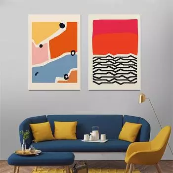 Скандинавские абстрактные геометрические красочные холсты, настенные художественные картины для гостиной, спальни, плакат и принты, современный домашний декор 21cm30cm NoFrame
