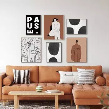 Скандинавские абстрактные линии, геометрические цветные блоки, настенные художественные холсты, постеры, живопись, принты, картинки для гостиной, домашний декор 21x30cm No frame