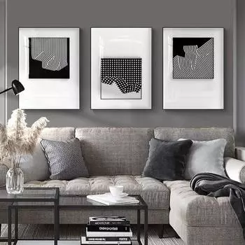 Скандинавские абстрактные линии, художественные постеры и принты, черно-белая настенная живопись на холсте, картина для гостиной, домашний декор 21cm30cm NoFrame